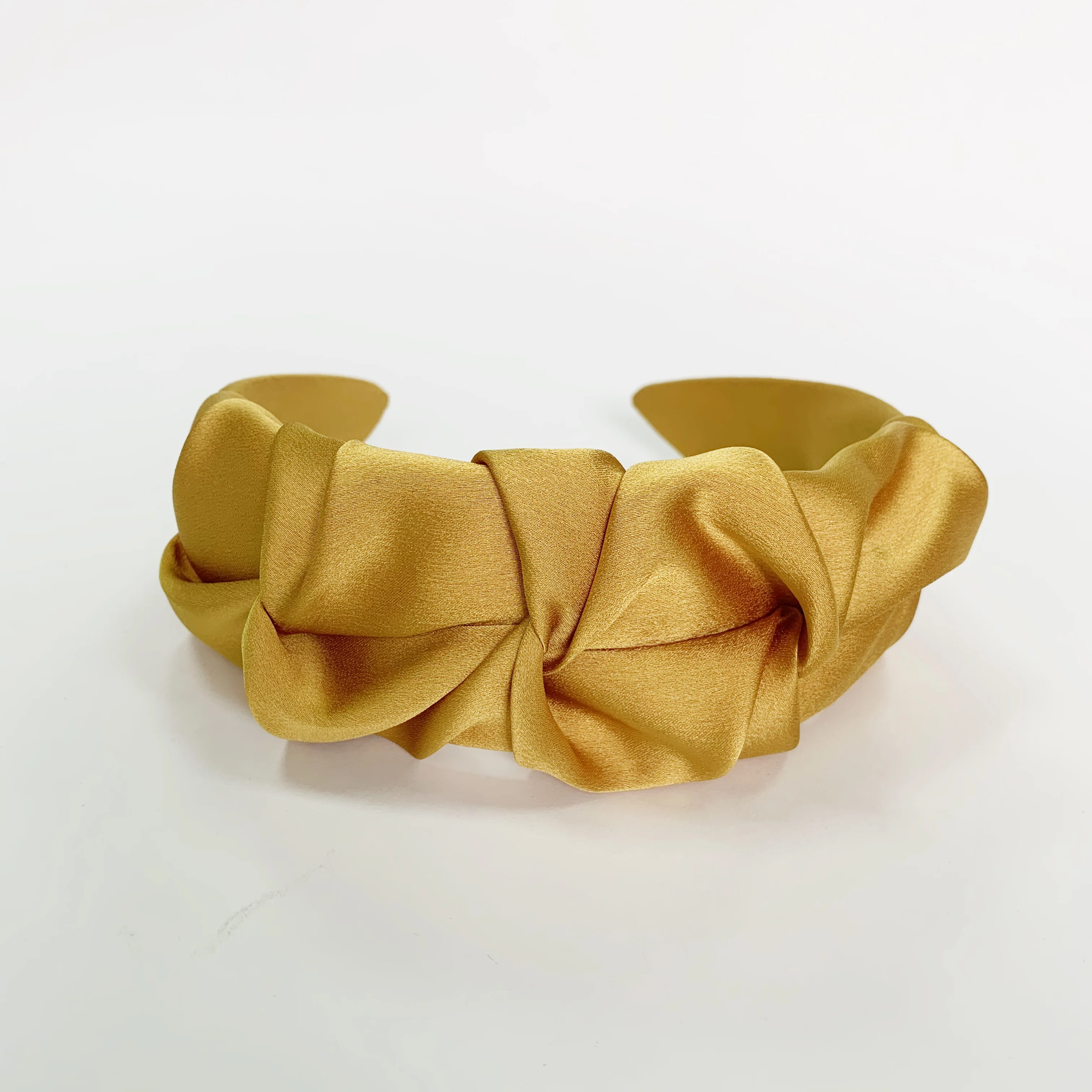 Factory Custom Design Good Quality Hairband Women 2021 Popular Pleated Flowers Shape Pink Wide Satin Silk Headband