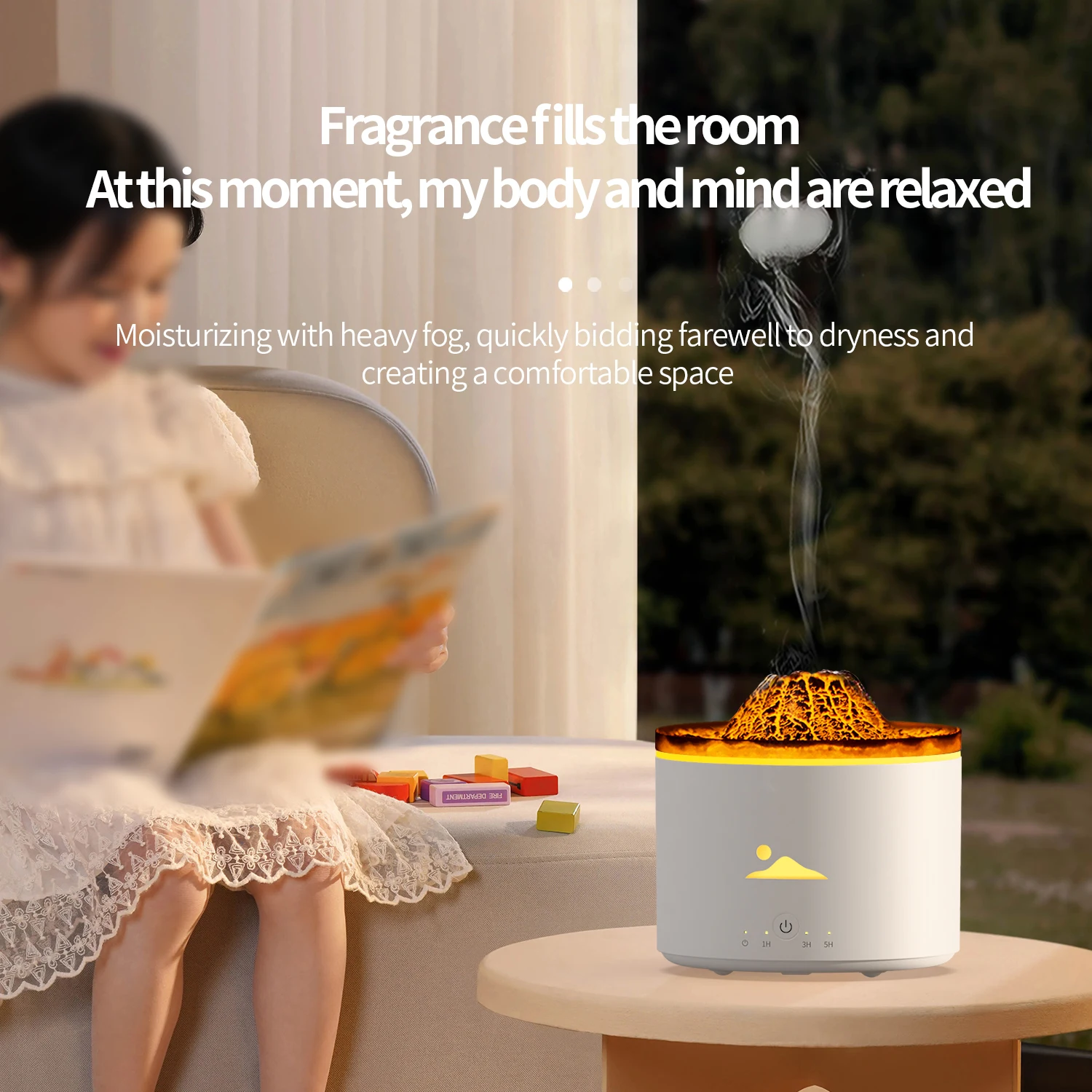 Electric Ultrasonic 3D Flame Air Humidifier Essential Oil Diffuser Jellyfish Volcanic Aroma Diffuser for Aromatherapy Car Hotel