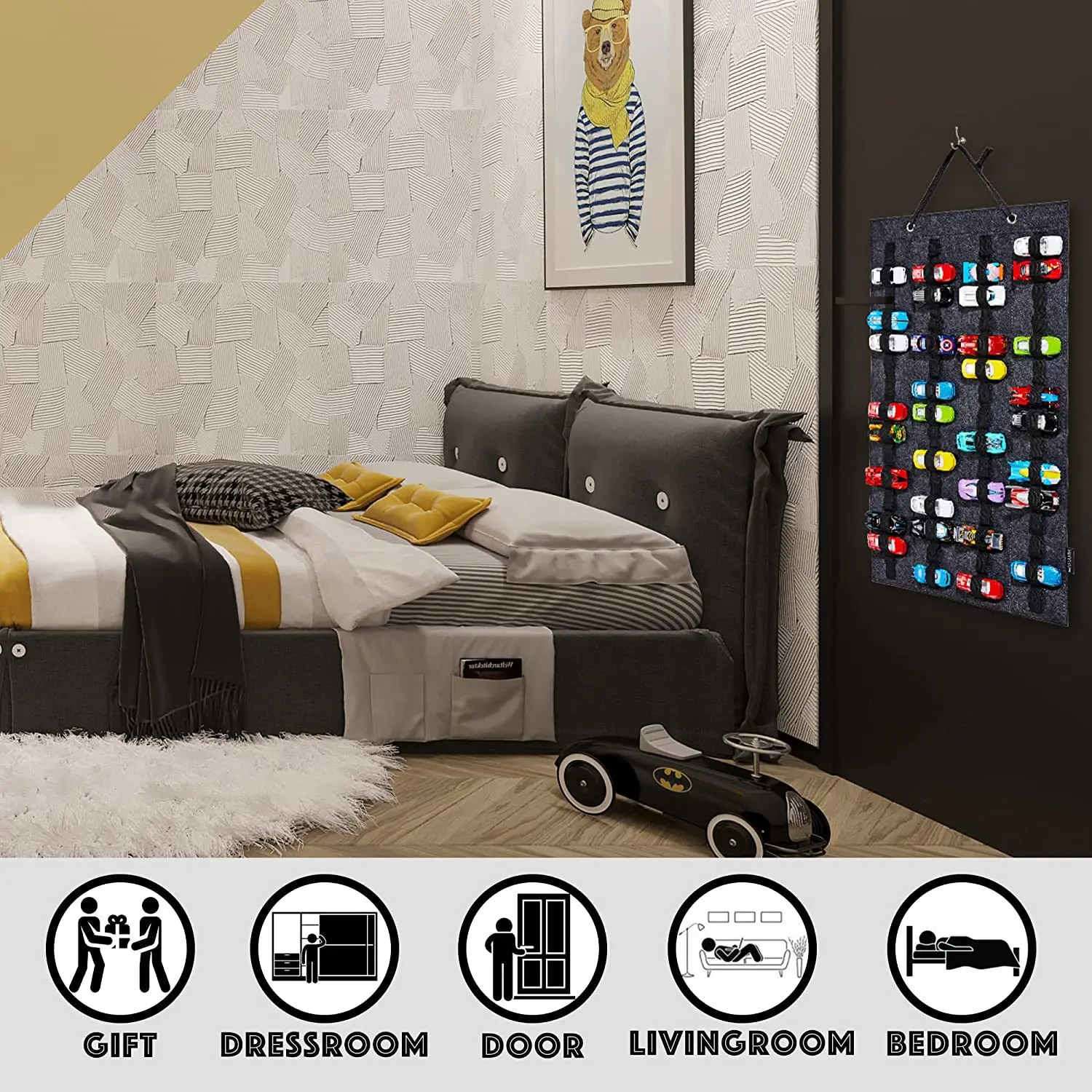 2024 NEW Felt Display Case for Hot Wheels Hold Up 60 Toy Cars