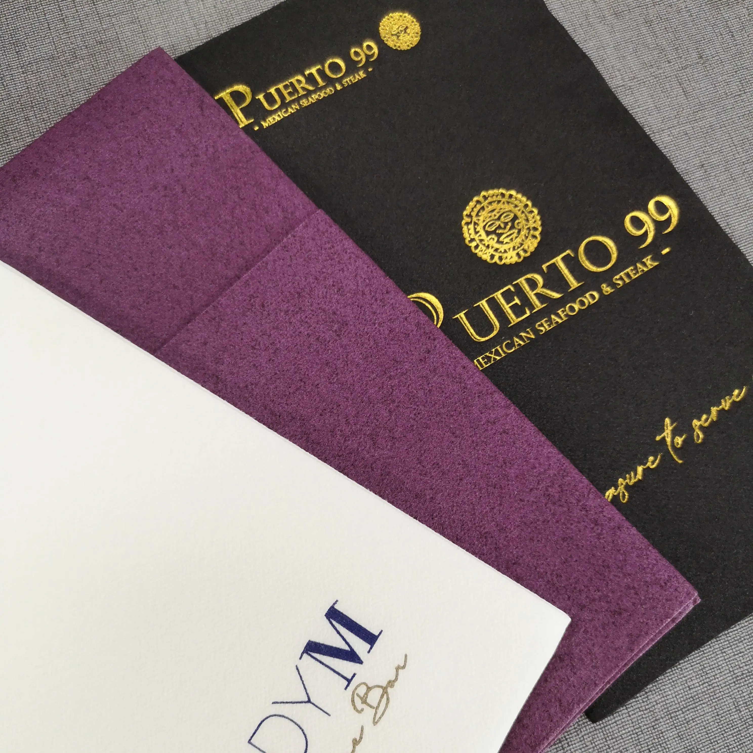 Hot personalized Luxury Sale Colored Guest Napkin Paper Napkins Pure Customized with Logo Design Gold Silver