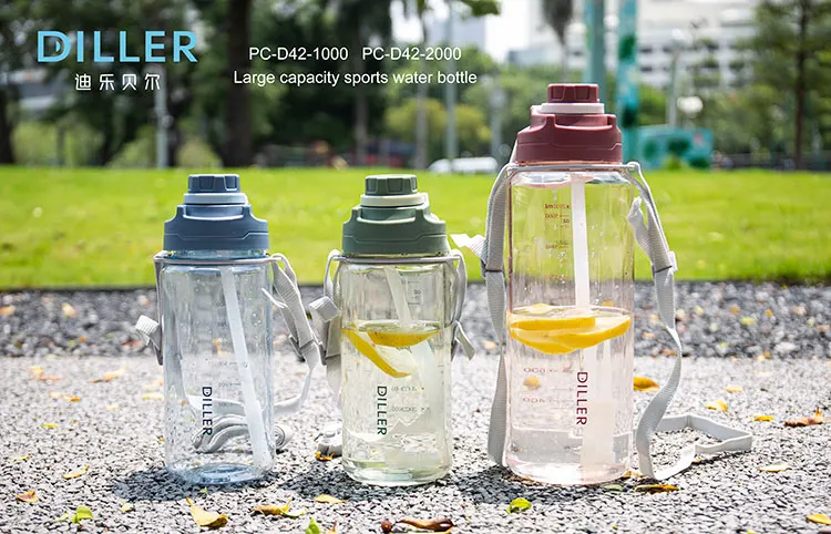 promotional bpa-free custom logo plastic water bottles with straw