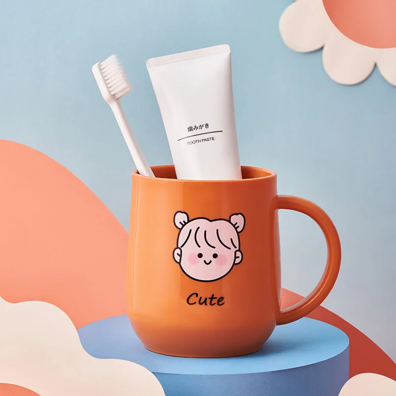 Plastic Thickened Round Toothbrush Holder  PP Mouth Washing Cup Bathroom Set