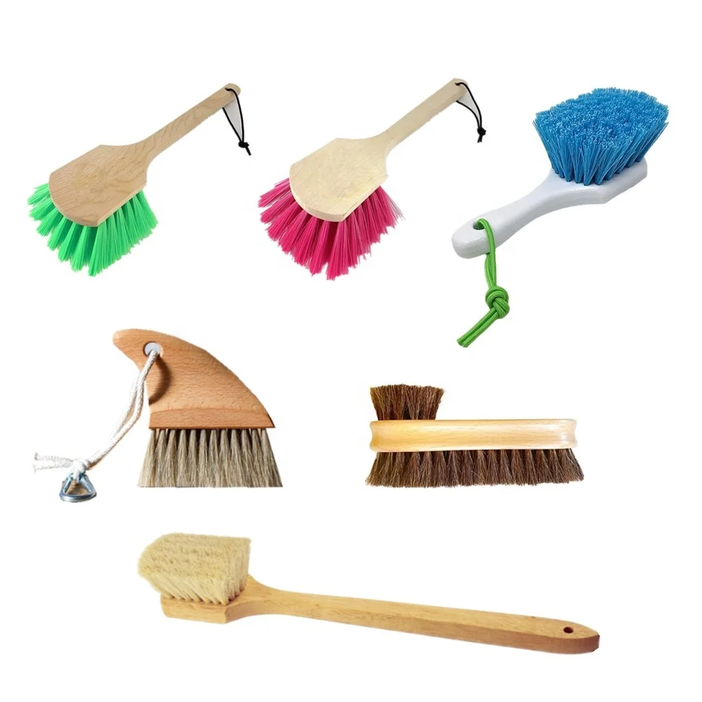 Factory Supply Free Custom Logo Shark Fin Wooden Handle Genuine Soft Horse Hair Beach Sand Remover Brush for Cleaning