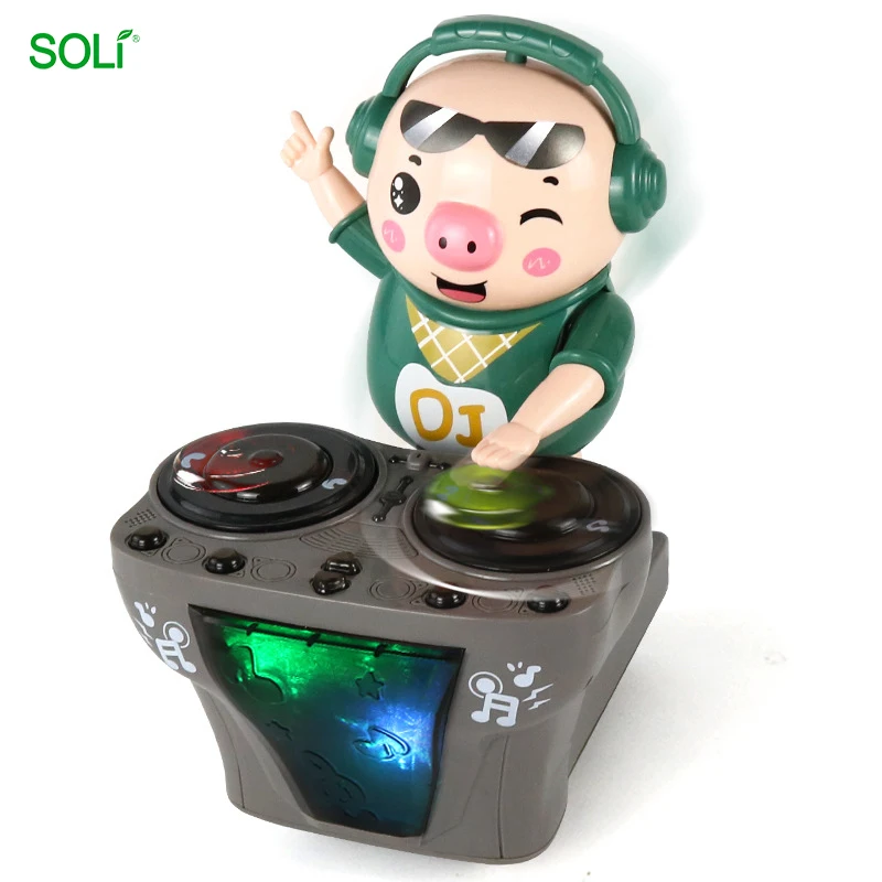 Kids toys tendency Tide pig Action Figure  plastic Action Figure DJ Tide pig funny musical game toy