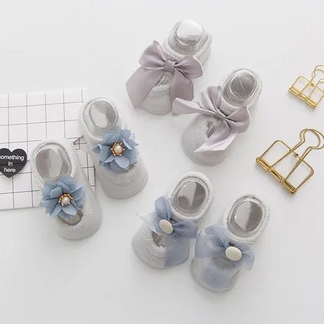 Детские носки 3 пары кружевных бантов тонкие детские хлопковые носки с вырезами