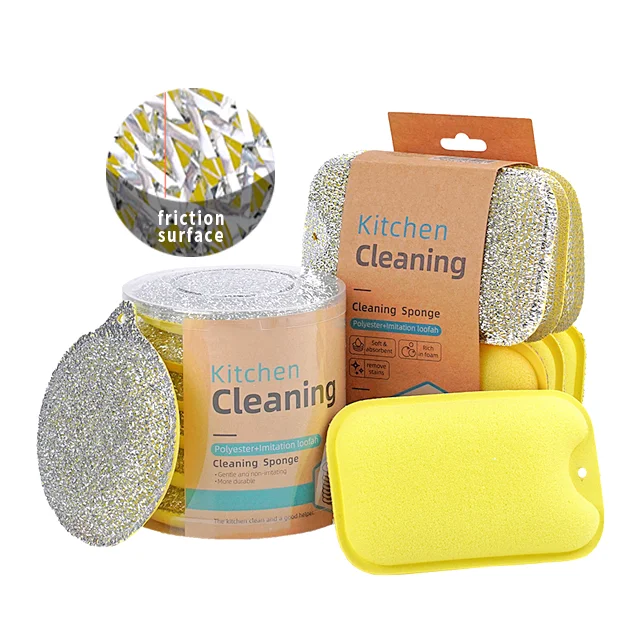 New Product porous Seaweed sponge high foam double-sided double-effect Kitchen Cleaning Sponge Compressed edge Sponge