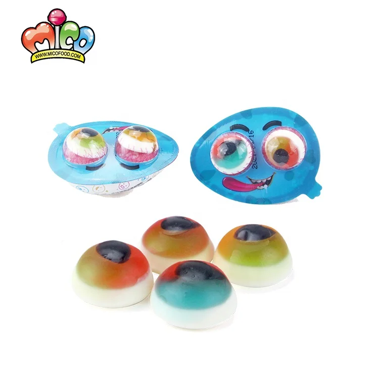 Hot Selling Gummy Candy Egg Packing Cartoon Eye Shape Soft Candy With Small Funny Toy