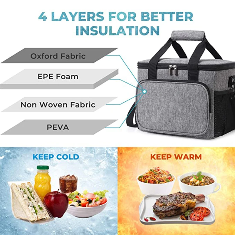  High Quality custom logo Portable Large Insulation Lunch bag Hot Selling Enlarge Shoulder strap Cooler
