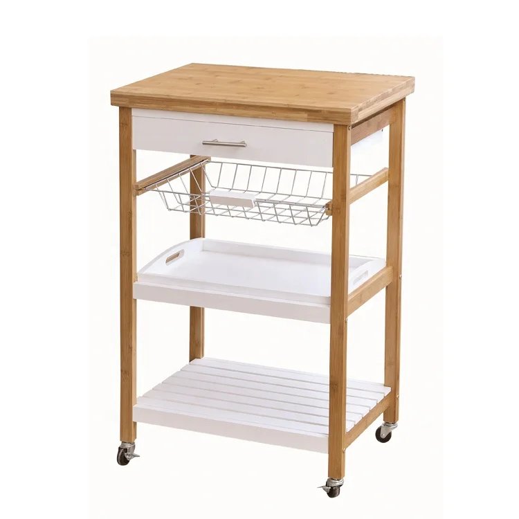  Durable 3-tier MDF Wood Kitchen Serving Trolley Cart