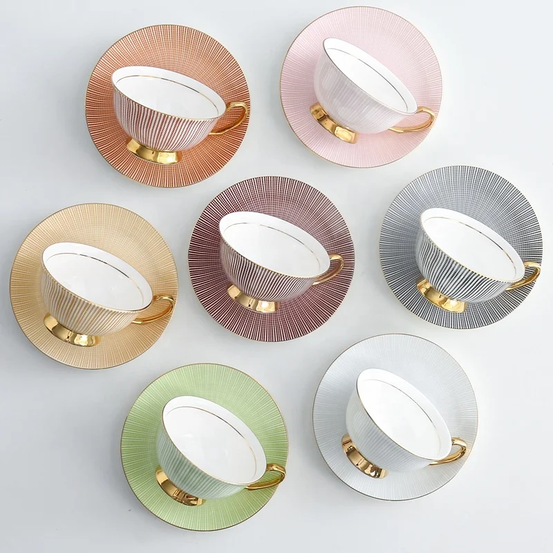 Drop shipping bone china coffee cups with saucers custom logo ceramic tea cups and dish