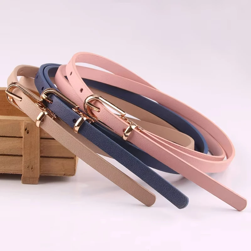 New Women Thin Belts Multicolor Decorative Leather Belt Dress Sweater Thin Waistband Fashion Needle Buckle Korean Version Belt