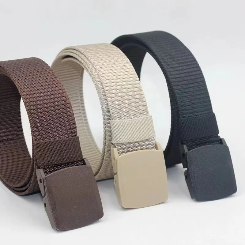 Non-metal Ratchet Automatic Buckle Waist Belt Nylon Fabric Belts For Men