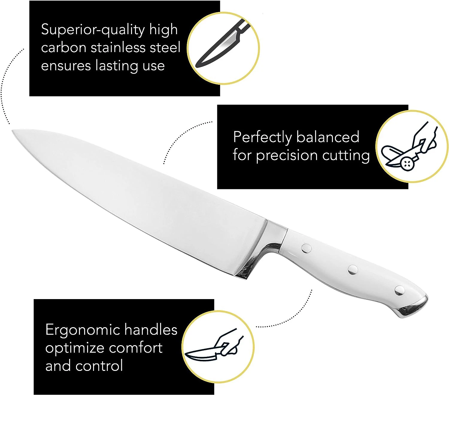 High Carbon Stainless Steel Kitchen Knives Bread Chef Santoku  Cleaver Boning Utility Paring Knife with Acacia Wood Block