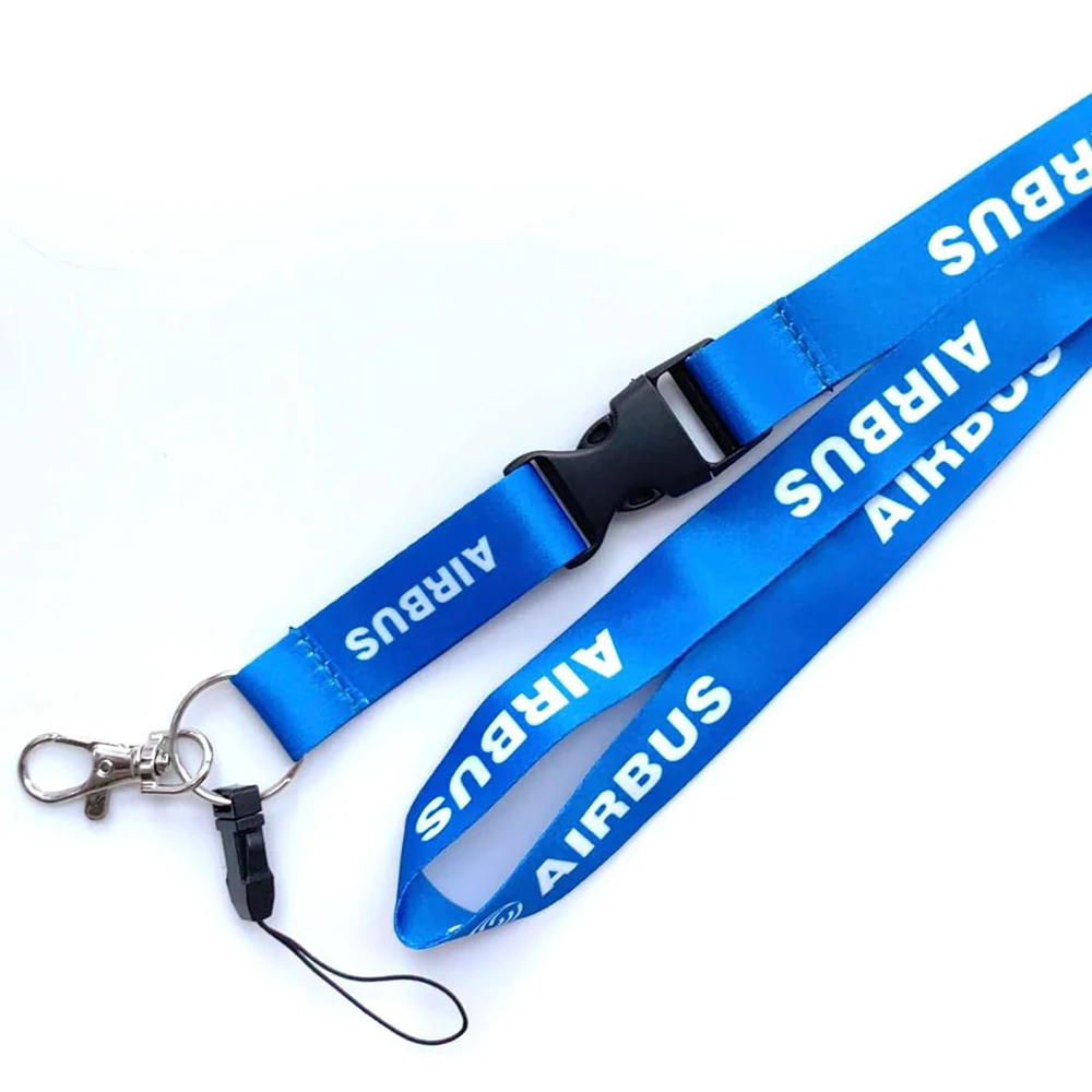 Id Card Badge Mobile Phone Neck Lanyard Nylon Strap Keychain Satin Polyester Custom Breakaway Airline Aviation Airbus Lanyards
