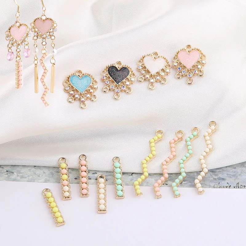 
enamel Alloy charms Gold Tone Plated Oil Drop DIY beads Jewelry Findings Metal Floral Women earring Pendant 