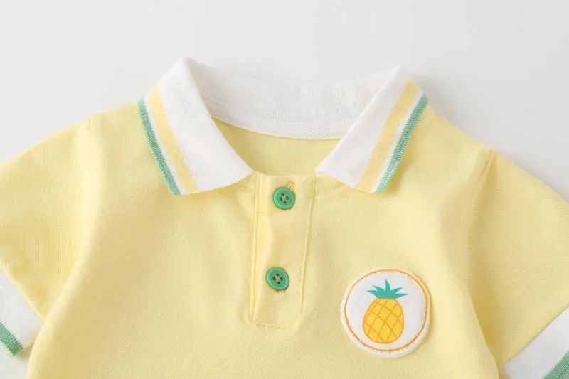 Summer Children Pure Cotton Polo Shirt Boys Girls Cute Clothes Climbing Newborn One-piece Baby