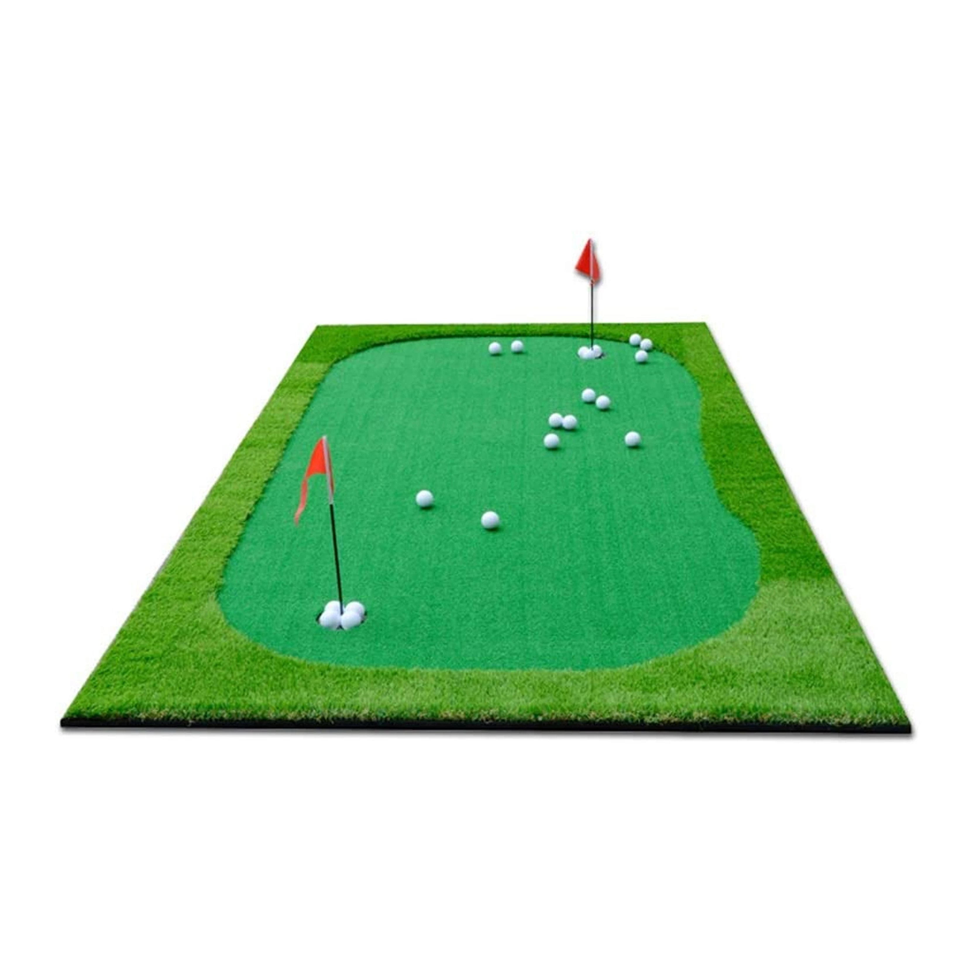 Golf Hitting Mat Golf Mini Artificial Green Putting Exerciser Indoor/Outdoor with Mini 5 Hole Design Simulation Bunker Golf Mat