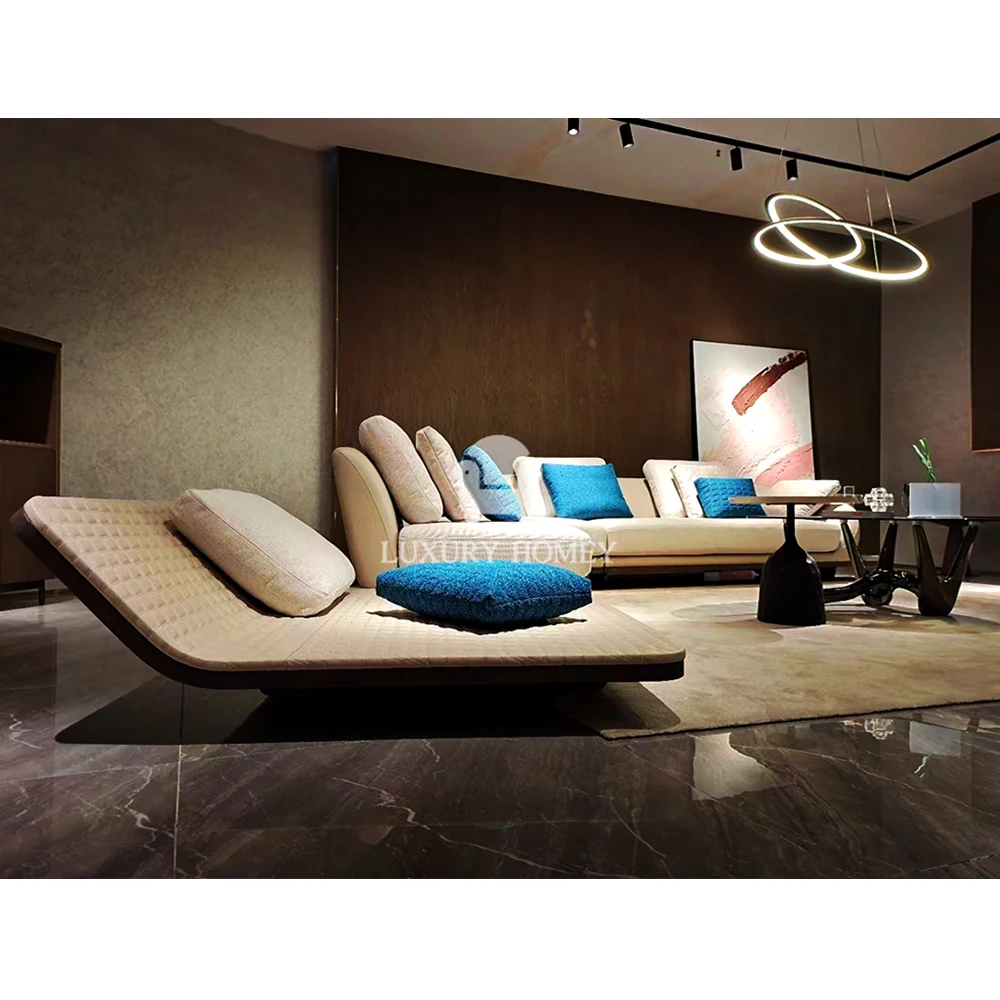 Luxury Floor Chaise Lounge L Shape Sofa Bed Set Living Room Modern Couch Seating Sofa Set Leather Chaise Lounge Arabic Sofa