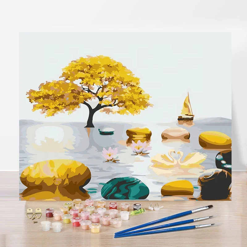 Настенное искусство, современные картины маслом, домашний декор ручной работы, наборы красок для гостиной, деревянная картина, китайский олень, картина по номерам