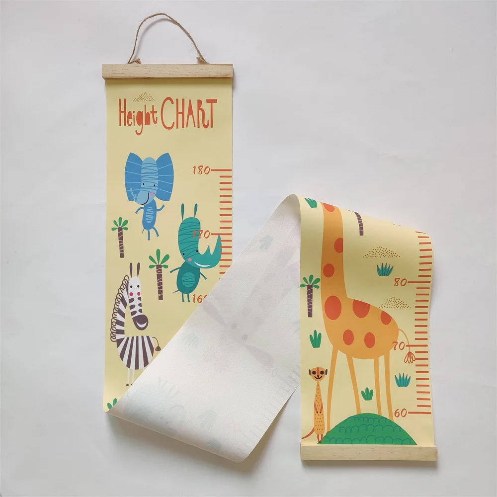 IN STOCK Children Removable waterproof Handing Ruler wood Canvas growth baby height growth chart for kids