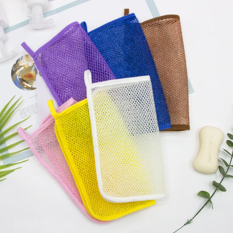 Exfoliating Face Body Wash Cloths Towel Nylon Weave Soft Bath Scrubber Massage Net Shower Loofah Facial Makeup Remover Tool