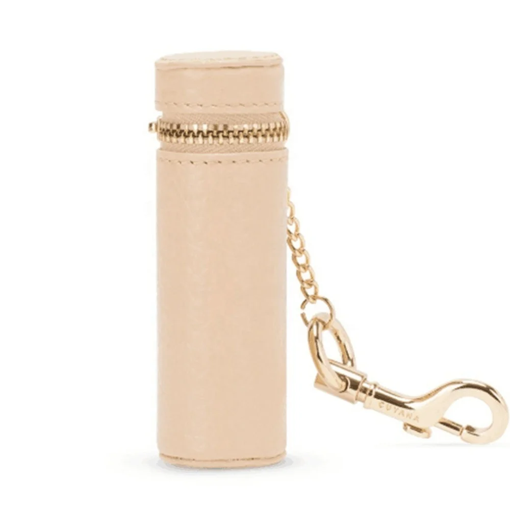 Wholesale portable simple creative key chain single leather lipstick protective case