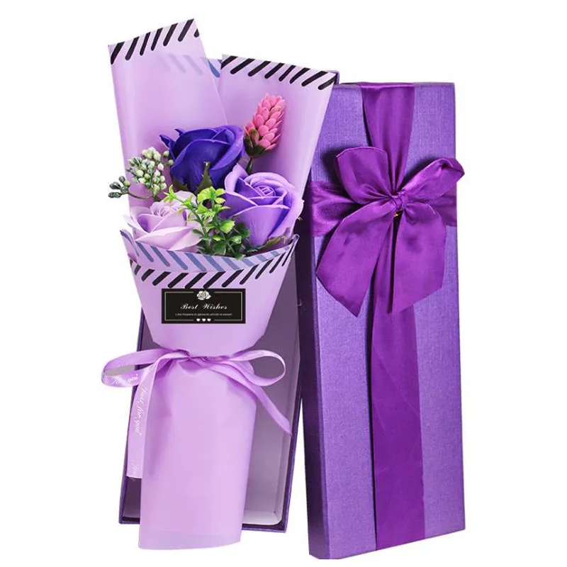 
2021 New Arrival Valentines Day Gift Soap Rose Giftbox Mothers Day Artificial Carnation Bouquet Party Decoration 