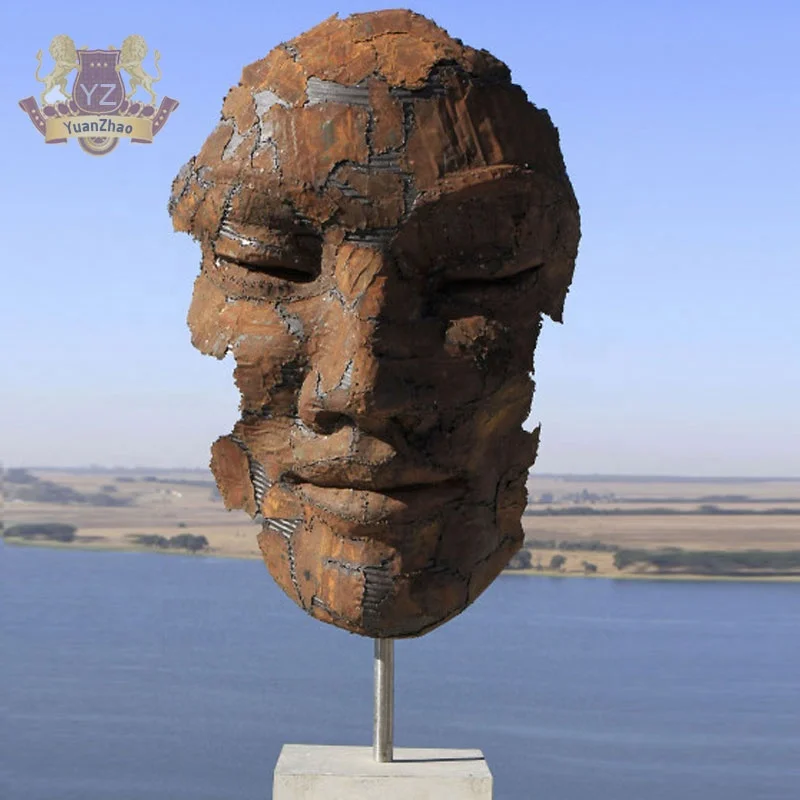Уличное украшение для парка большая стальная скульптура лица индивидуальная из нержавеющей стали