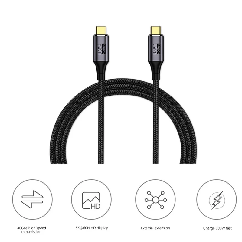 USB4.0 Thunderbolt 3 8K@60Hz Cable 40Gbps Data Cable PD 100W 5A Fast Charging USB Type C to Type C Cable For Macbook Pro