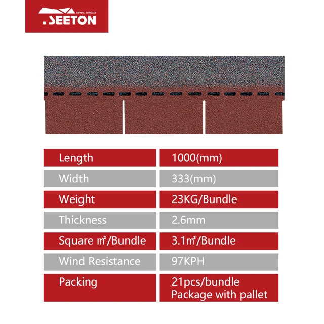 3-Tab Asian Red Asphalt Shingles bitumen sheets ,asphalt roofing ,felt clay tiles