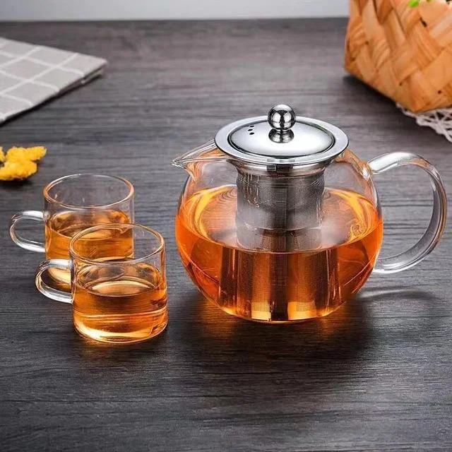 Creative Gift thermostable transparent glass teapot Kung Fu tea set with 304 stainless steel filter tea kettle