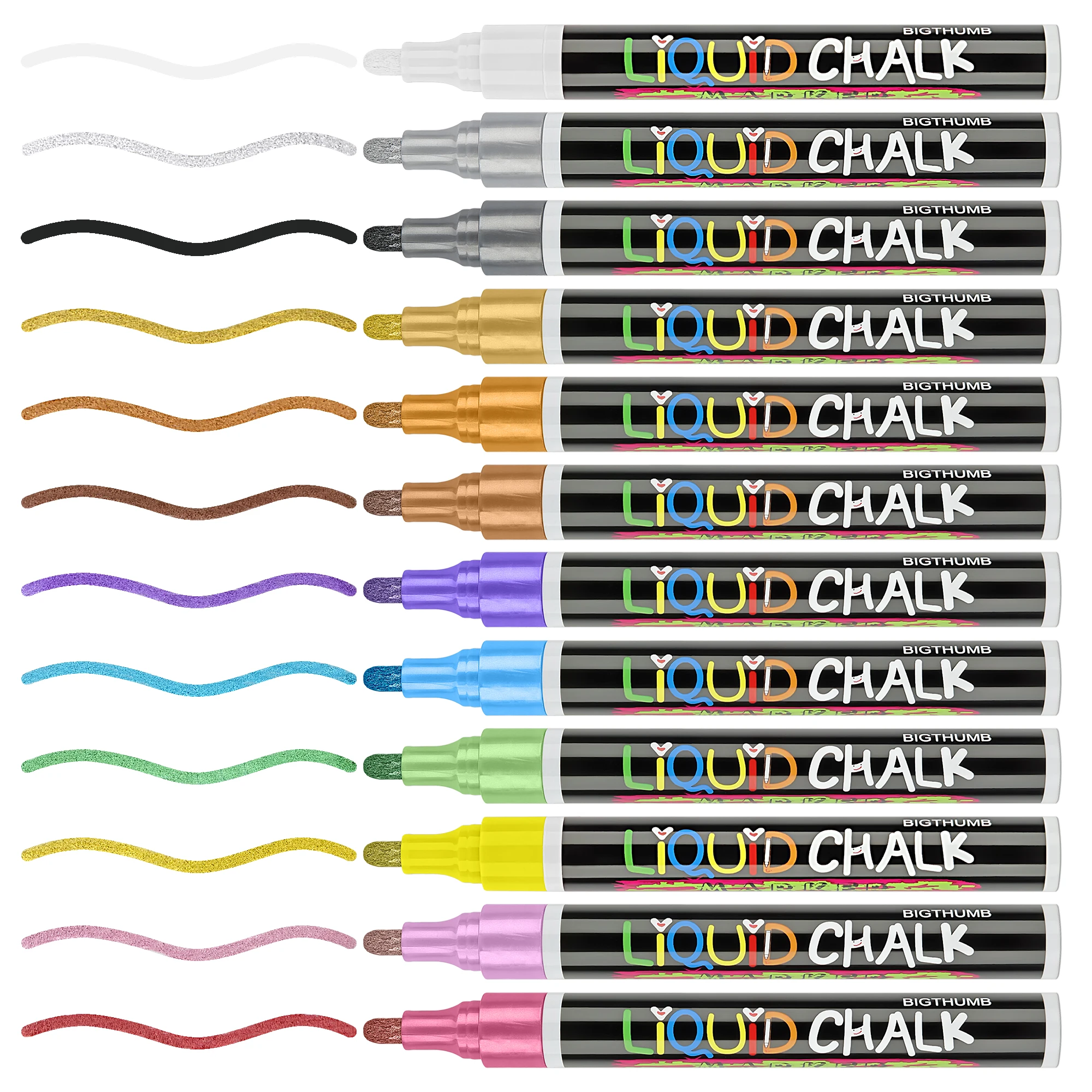 Liquid Chalk Markers 6.0mm Fine Dual Tip Chisel & Bullet for menu, glass, kitchen chalkboard labels