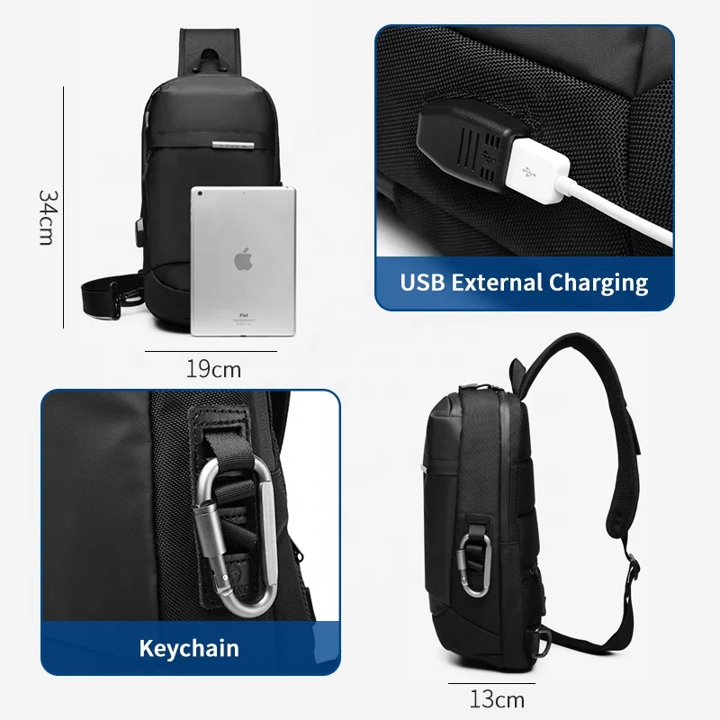 OZUKO D9262 Перевозка груза падения Usb умные мужские фирменные нагрудный рюкзак водонепроницаемый сумки-мессенджеры 2039 слинг-сумка для
