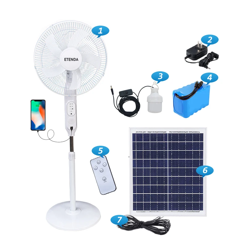 Solar Powered Fan 12v Rechargeable 16 Inch Solar Ceiling Fans For Home