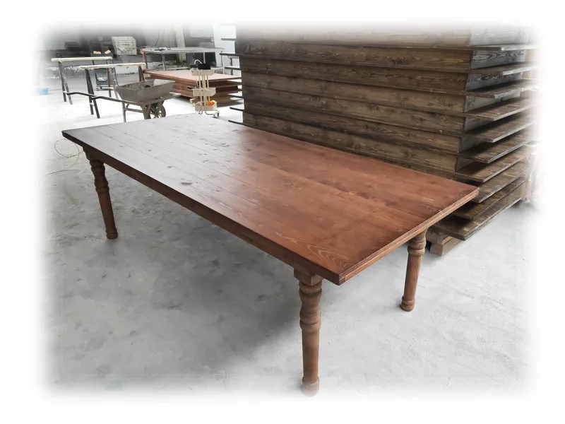 Modern minimalist light luxury large rectangular dining table outdoor banquet recycled pine solid wood thick large plate table