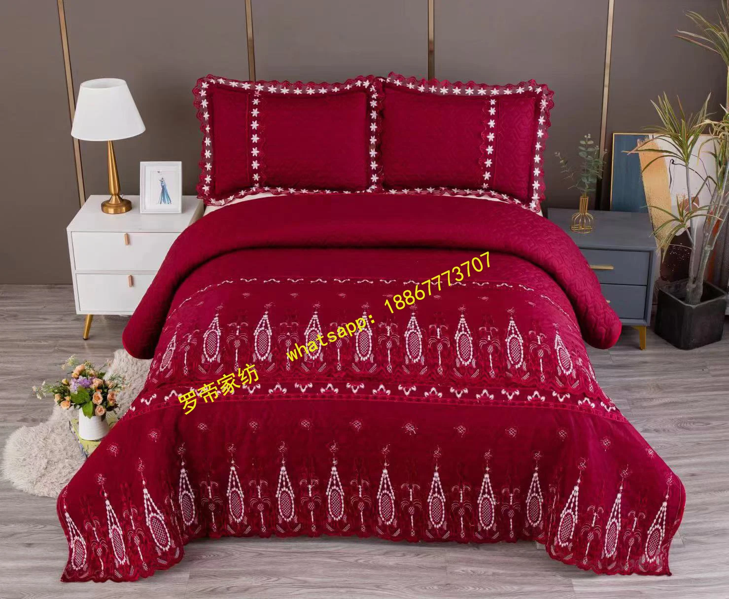 Home Textile Bedding Printed Ultrasonic Bed Cover Quilted Quilt Bed Cover Cross-border European and American foreign trade