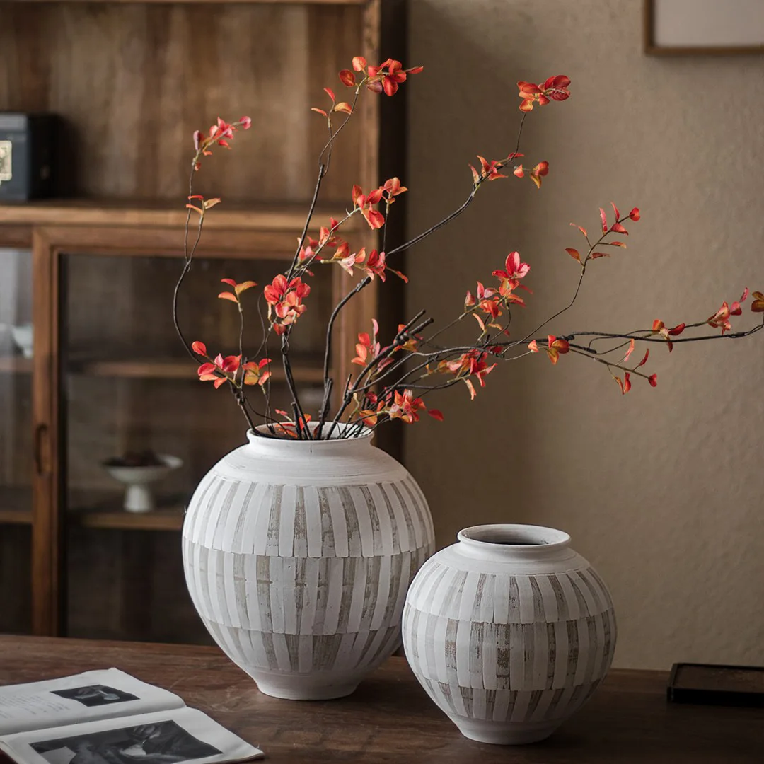 Japanese Ceramic Vase Living Room Flower Arrangement Decoration Pottery Jar High-end Feeling Chinese Zen Style