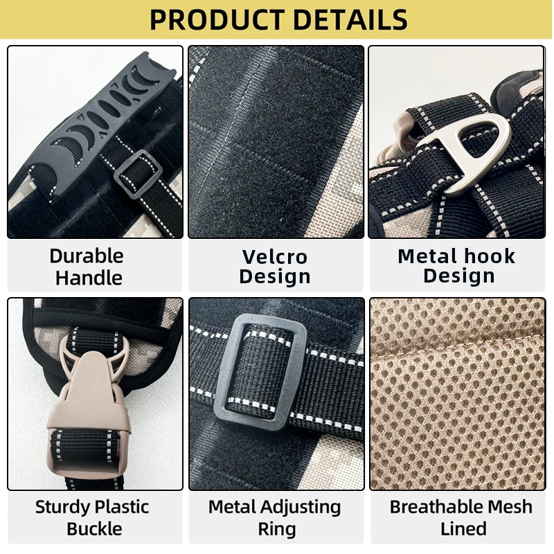 Adjustable Soft Waterproof Reflective Pet Harness Solid Pattern Leather Nylon Rubber Polyester for Big Dogs Pet ID Tag Feature