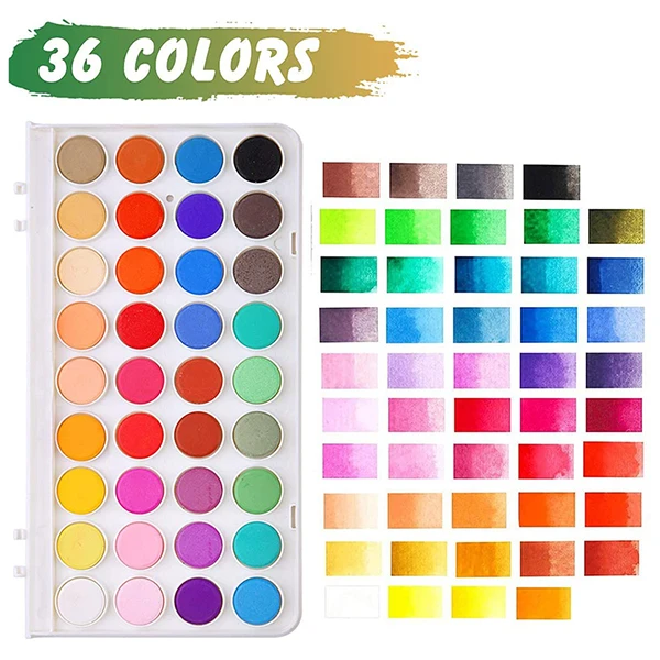 Арт-поставщик 36 цветов кисть для рисования акварелью набор с водой цветная бумага