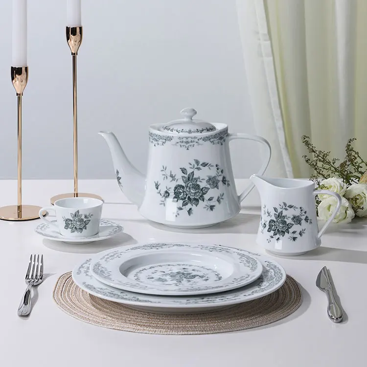 Porcelain dinner sets dishes & plates wholesale bowl set cutlery ceramic dinner dish plate set tableware manufacturer for eating