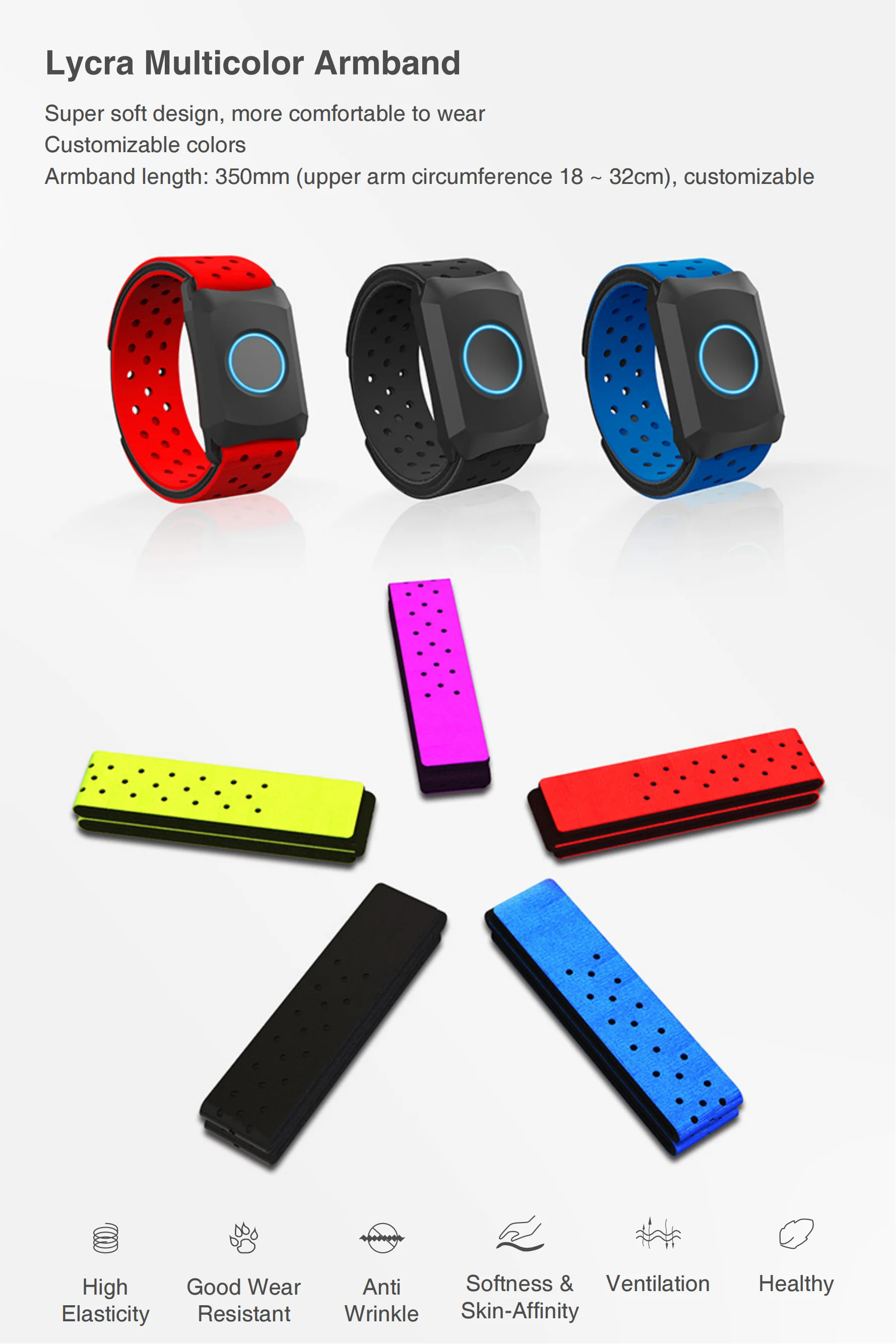 Wholesale Portable Electronics Bluetooth5.0 ANT+ Heart Rate Monitor Armband Fitness Tracker Sensor Wristband