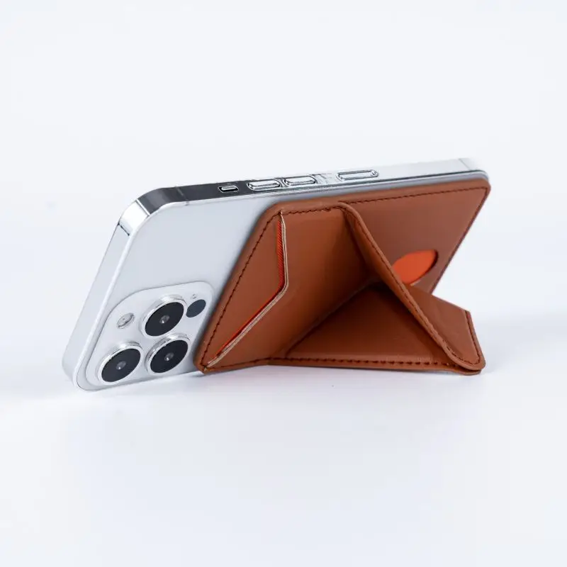Foldable Phone Holder Back Wallet Card Holder with Phone Stand, Magnetic Credit Card Holder Leather Phone Wallet