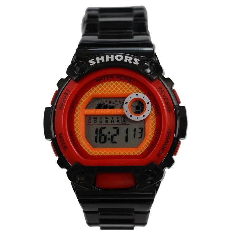 High Quality Stop Digital Watch Sports Waterproof Silicone Buckle Acrylic Round Alarm Japan Black Red Men Classical Watch