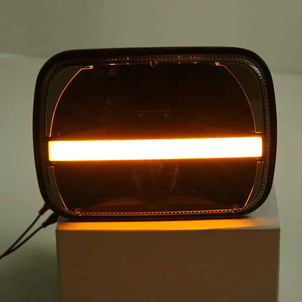 5X7 Inch LED Headlight DRL Amber Turn Signal Headlamp Replacement for Jeep Cherokee XJ Trucks