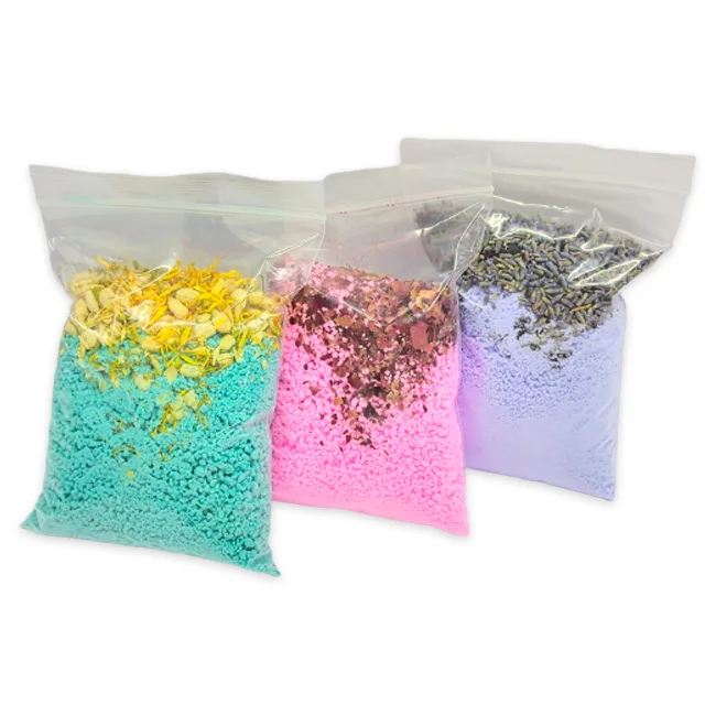 Wholesale Natural Bubble Bath Fizzy Dust Powder Bath Crystals with Dry Flowers for Bath Relaxing