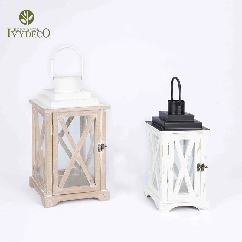 IVYDECO Unique Design Lustrous Farmhouse Home Ramadan Lantern Wood