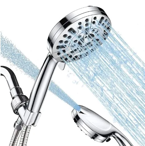 High Pressure Shower Head with Handheld, 10 Spray Settings Combo Water Saving Shower Heads with Stainless Steel Hose,Holder & PT