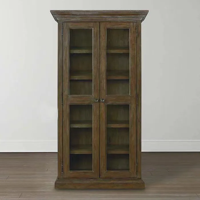 American country retro simple study with glass door solid wood display bookcase