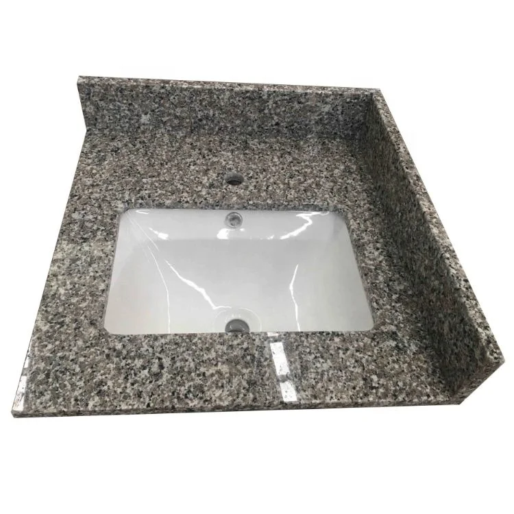Prefabricated Project Cheap Swan White Grey Granite Countertop and Bathroom Vanity Top