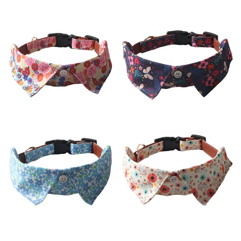 Adjustable Dog Collar with Patterns Fruit Flower Series Bowtie Style Ultra Comfy Soft Nylon Webbing Collar for Pet